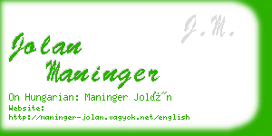 jolan maninger business card